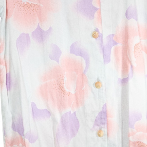 Vintage 80s Floral Print Handmade Button Up Shirt Small Watercolor Artsy Pretty - Picture 2 of 7